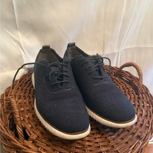 Cole Haan Navy Knit Oxfords